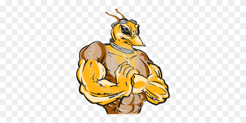 320x361 Strong Hornet With Fist In Hand - Hornet Mascot Clipart