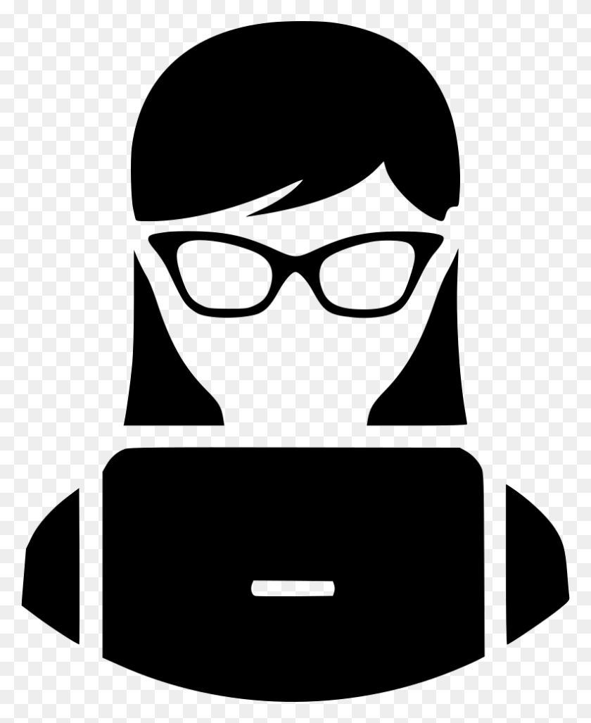 790x980 Student Lady Nerd Laptop Png Icon Free Download - Nerd PNG