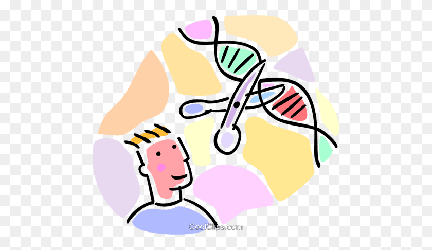480x426 Student Observing A Dna Strand Royalty Free Vector Clip Art - Students In Line Clipart