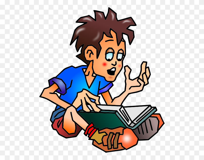 516x599 Student Thinking Clipart - Boy Reading Clipart