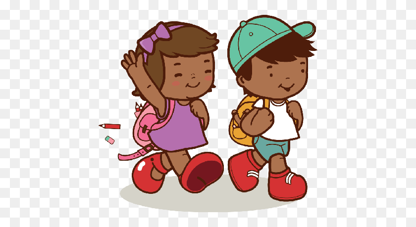 442x399 Student Walking Home Clipart - After School Clipart