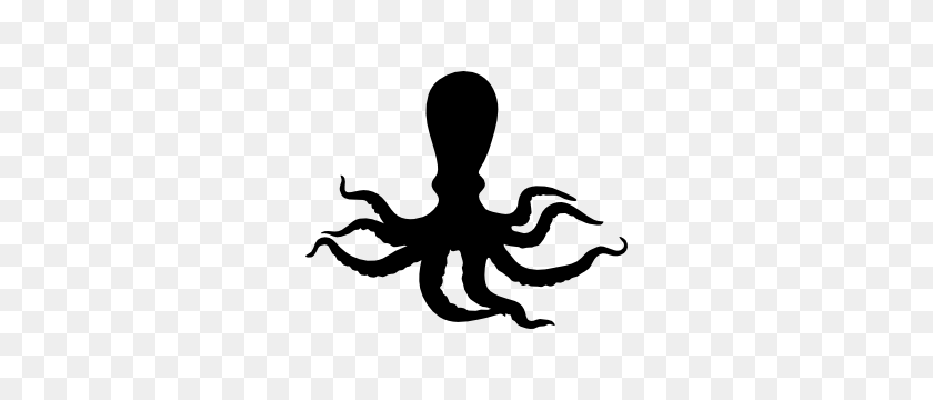 300x300 Sturdy Octopus Sticker - Octopus Black And White Clipart