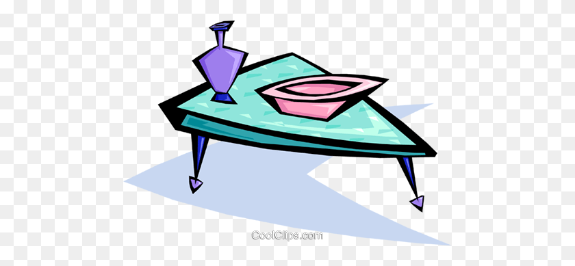 480x329 Style Coffee Table Royalty Free Vector Clip Art Illustration - 50s Clipart