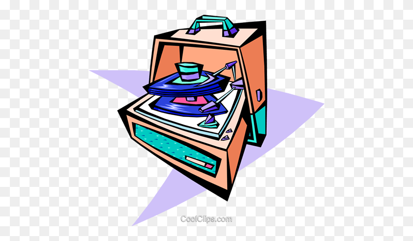 480x430 Style Record Player Royalty Free Vector Clip Art Illustration - 50s Clipart