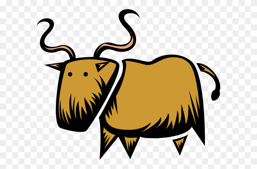 600x495 Stylized Brown Bull Clip Art - Wildebeest Clipart