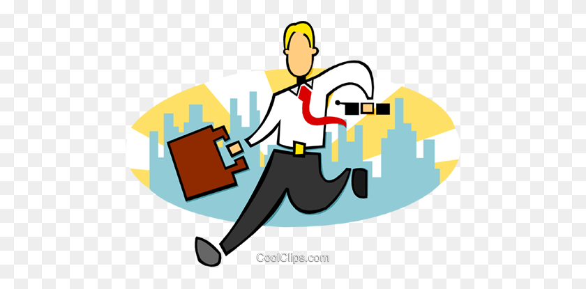 480x355 Stylized Businessman Running Royalty Free Vector Clip Art - Bricklayer Clipart