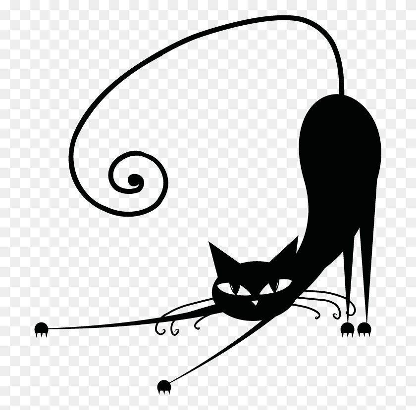 701x769 Stylized Cat - Kitten Clipart Black And White
