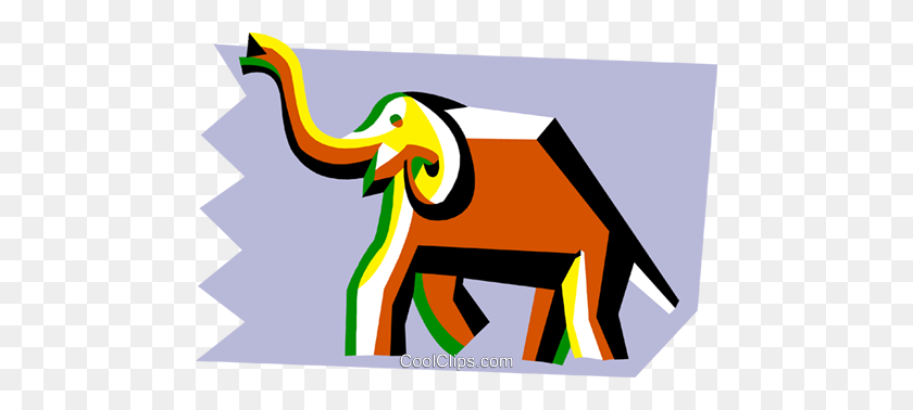 480x318 Stylized Elephant Royalty Free Vector Clip Art Illustration - African Elephant Clipart