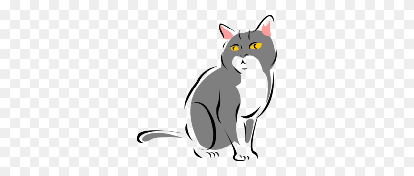 285x298 Stylized Gray Cat Clip Art - White Cat Clipart