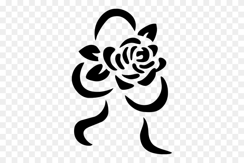 345x500 Stylized Rose Vector Silhouette - Rose Silhouette PNG