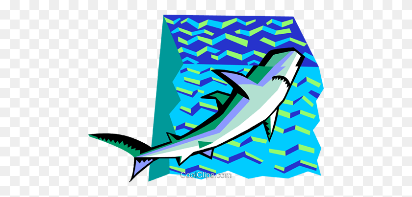 480x343 Stylized Shark Royalty Free Vector Clip Art Illustration - Shark Fin Clipart