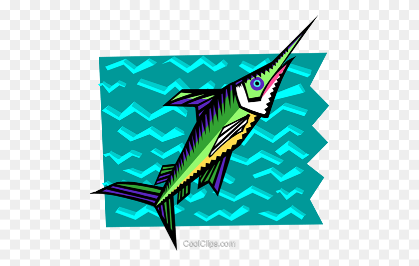 480x473 Стилизованная Рыба-Меч Роялти Бесплатно Векторные Иллюстрации - Парусник Клипарт