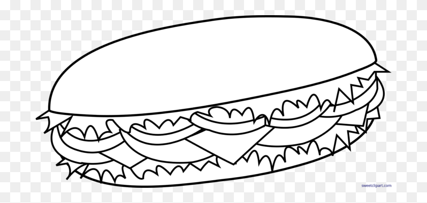 700x341 Sub Sandwich Lineart Clip Art - Sub Clip Art