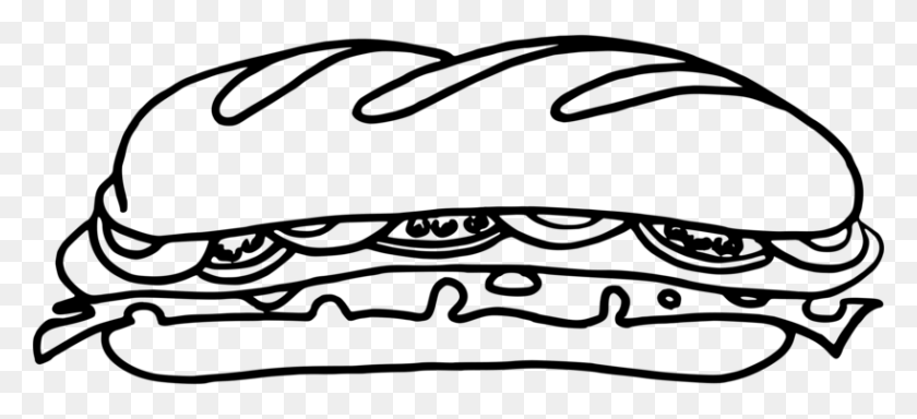 818x340 Submarine Sandwich Meatball Sandwich Italian Sandwich Drawing Free - Tv Clipart Black And White