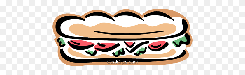 480x198 Submarine Sandwich, Sub Royalty Free Vector Clipart Illustration - Sandwich Clipart Png