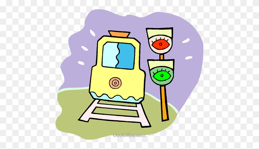 480x422 Subway Train With Traffic Signal Royalty Free Vector Clip Art - Traffic Clipart