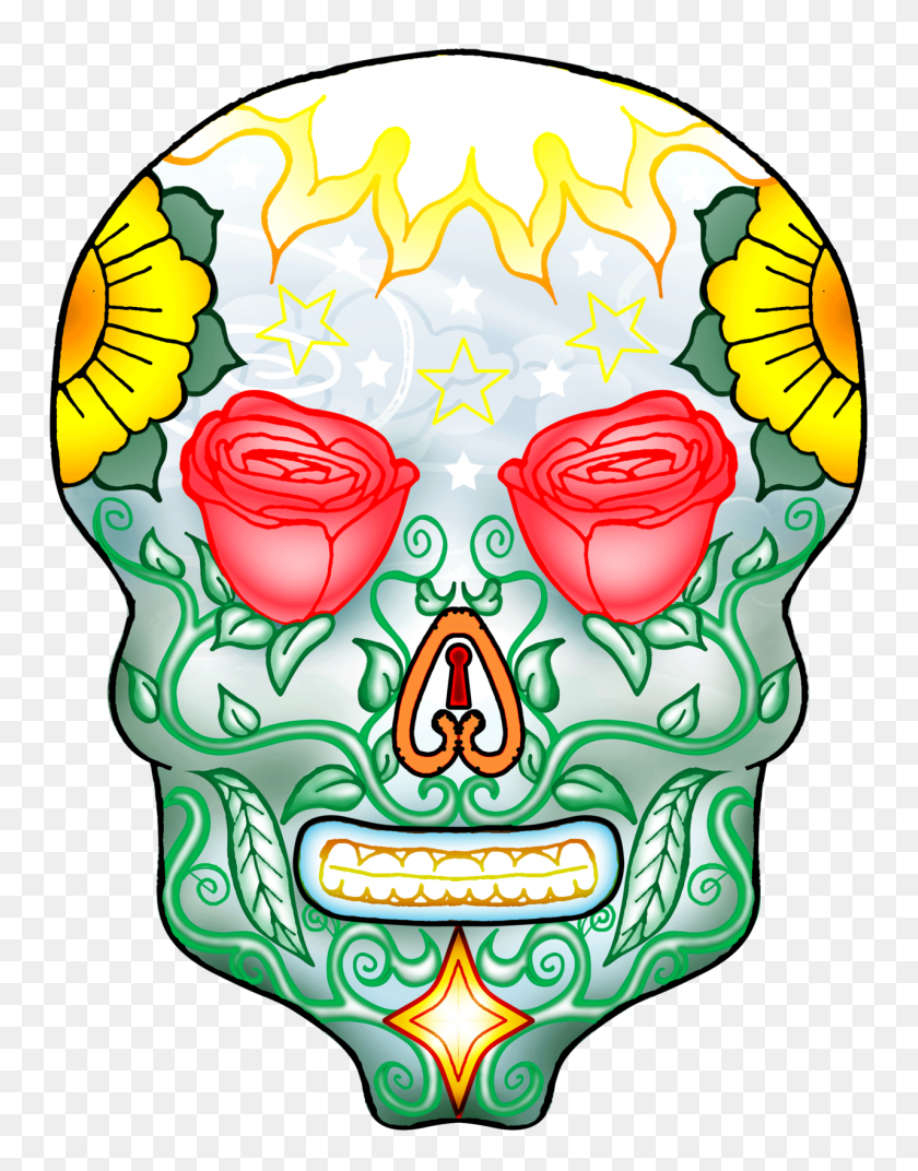 1280x1661 Sugar Skull Daytime - Dia De Los Muertos Skull Clipart