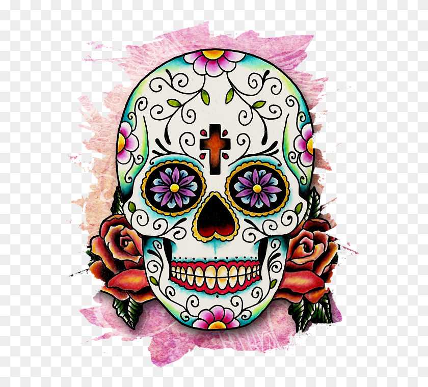 580x700 Sugar Skull Onesie For Sale - Dia De Los Muertos Skull Clipart