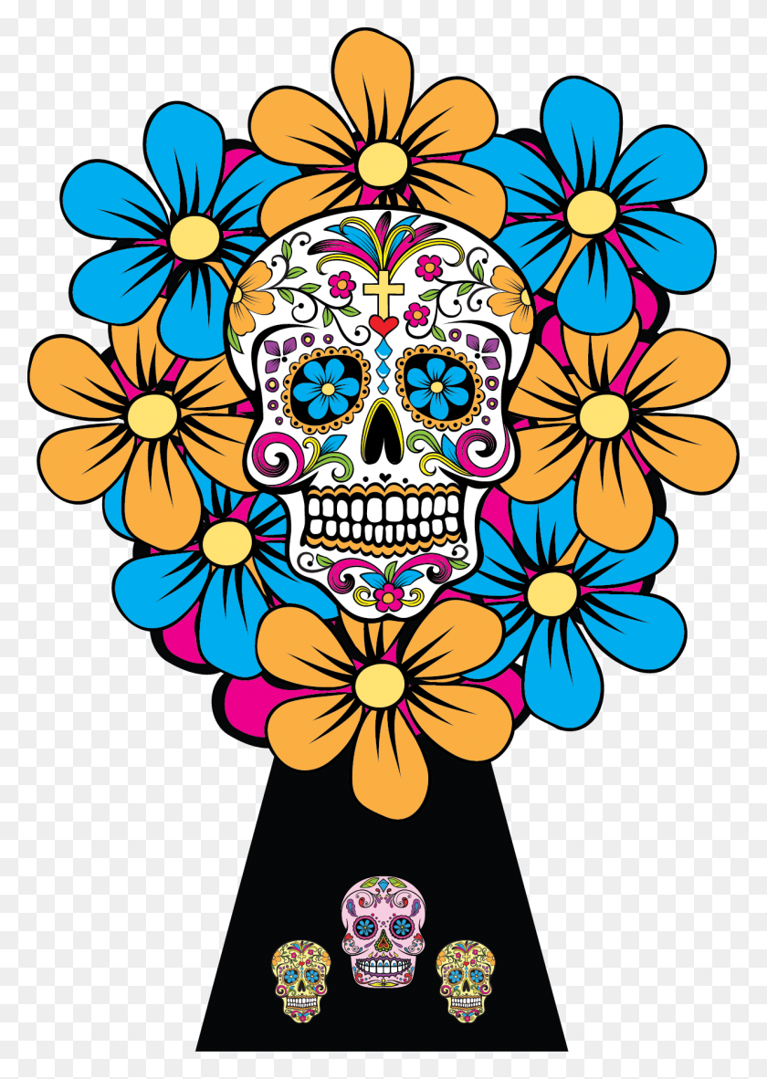 1256x1807 Sugar Skulls Dia De Los Muertos Bouquet Flat Online - Dia De Los Muertos Skull Clipart
