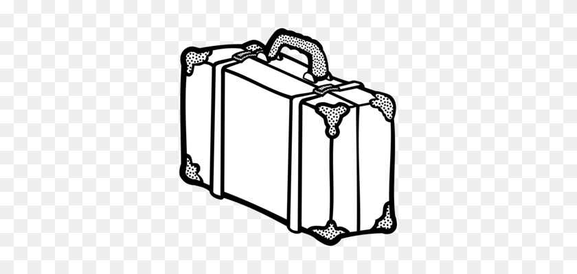 339x340 Suitcase Travel Baggage Backpack - Vacation Clipart Black And White
