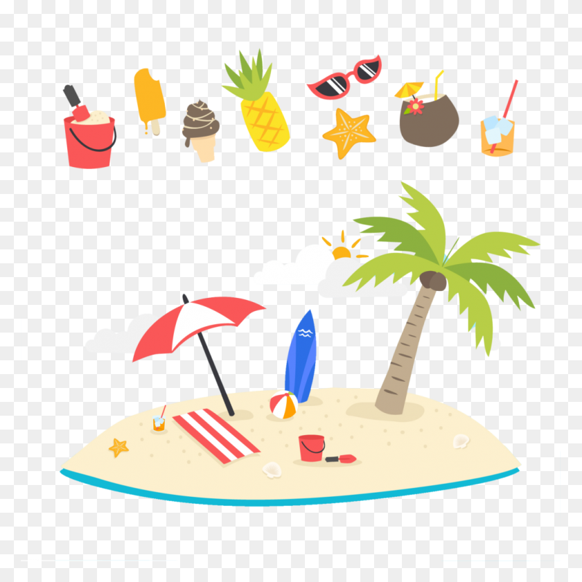 1024x1024 Summer Beach Tree Png Image Vector, Clipart - Tree Cartoon PNG