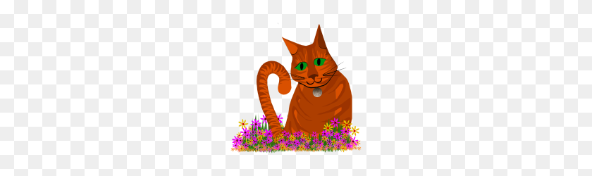 190x190 Summer Cat In The Flower Bed - Flower Bed PNG