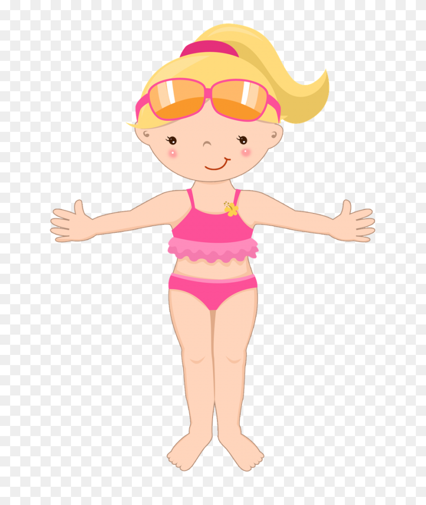 900x1080 Summer Little Girl Clip Art Clip Art - Swimsuit Clipart