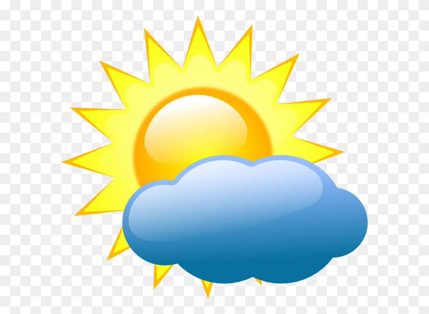 600x555 Summer Sun And Cloud Clip Art Clip Art - Weather Clipart Images