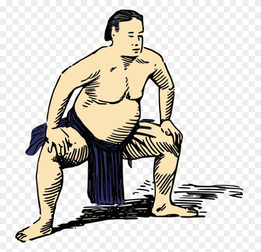 741x750 La Lucha De Sumo Rikishi Deporte De Combate De Dibujo - Imágenes Prediseñadas De Sumo
