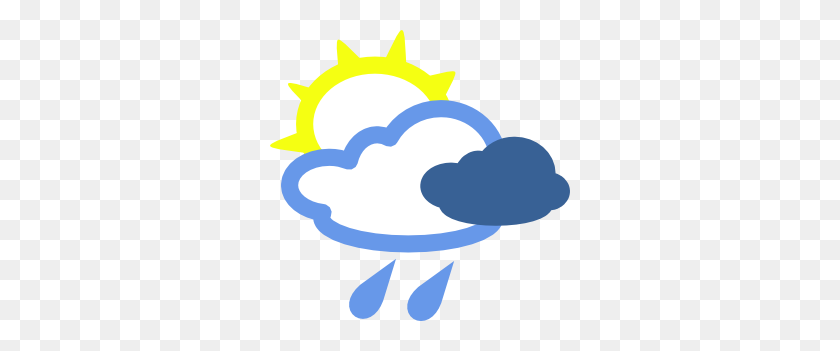 300x291 Sun And Rain Weather Symbols Clip Art - Climate Clipart
