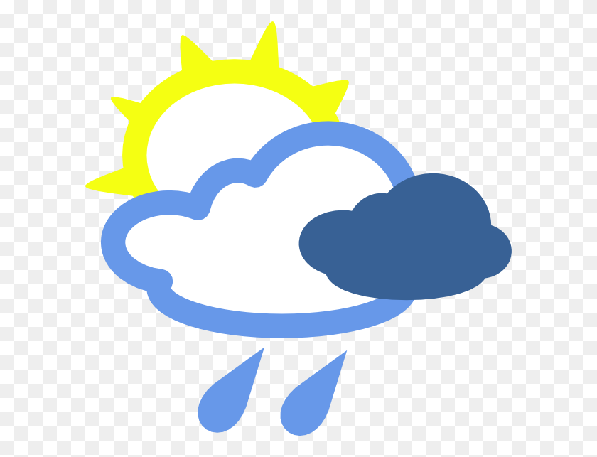 600x583 Sun And Rain Weather Symbols Clip Art Free Vector - Weather Clipart