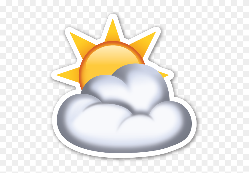 528x525 Sun Behind Cloud Emojis Suns Emoji, Emoji Stickers - Party Popper Emoji Png