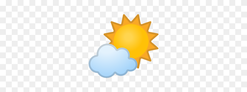 256x256 Sun Behind Small Cloud Icon Noto Emoji Travel Places Iconset - Sun Emoji PNG