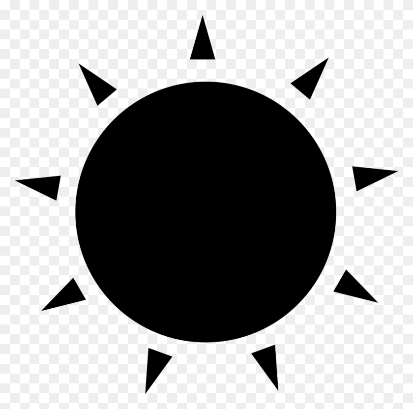 980x970 Sol Negro Forma Circular Con Pequeños Rayos De Triángulos Icono Png - Rayos Png