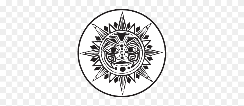 307x304 Sun Clipart Mayan - Mandala Clipart Blanco Y Negro