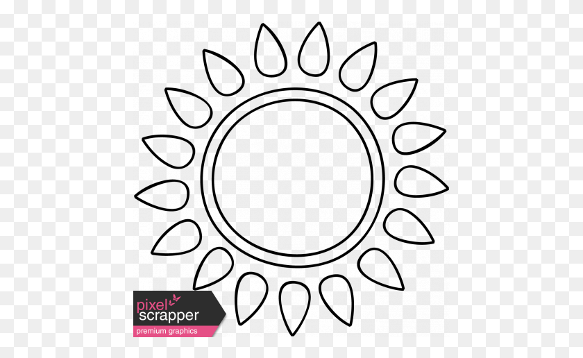 456x456 Sun Doodle Template Graphic - Sun Drawing PNG