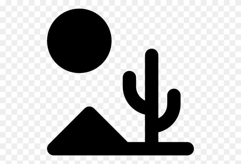 512x512 Sun, Landscape, Desert, Cactus, Nature Icon - Cactus Clipart Black And White