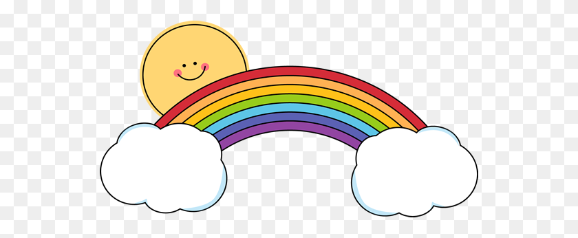 550x286 Sun, Rainbow And Clouds Smiley Smiley Central - Rainbow Banner Clipart