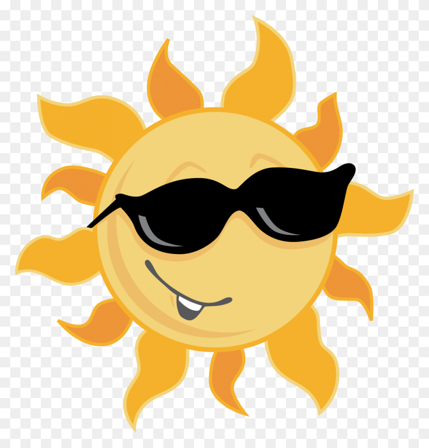 1053x1105 Sun With Shades Free Download Clip Art - Summer Sunshine Clipart