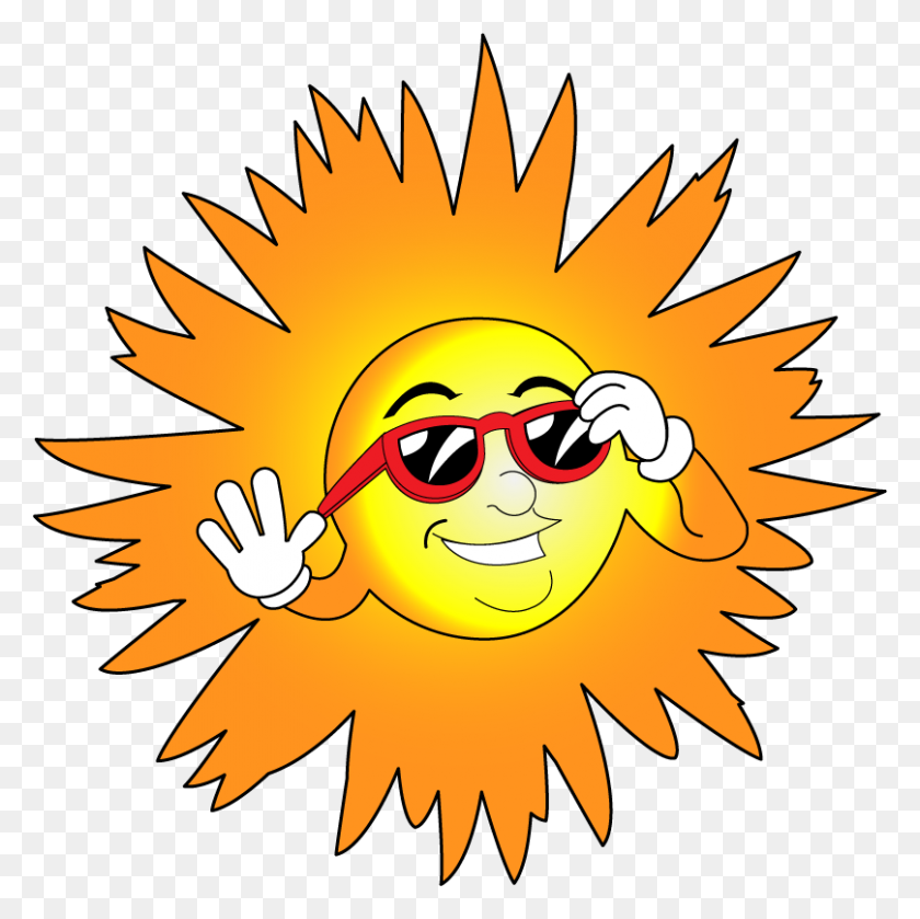 808x807 Sun With Sunglasses Clip Art - Sunshine With Sunglasses Clipart