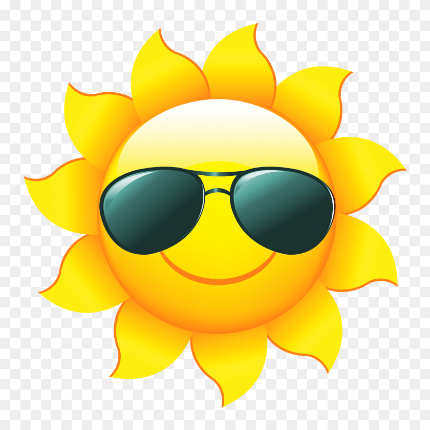 2361x2358 Sun With Sunglasses Clip Art Free Les Baux De Provence - Sunglasses Clipart