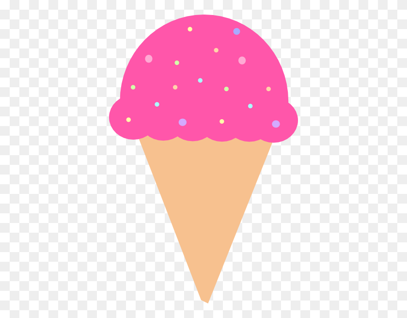 390x596 Розовое Мороженое С Фруктами - Банановый Клипарт