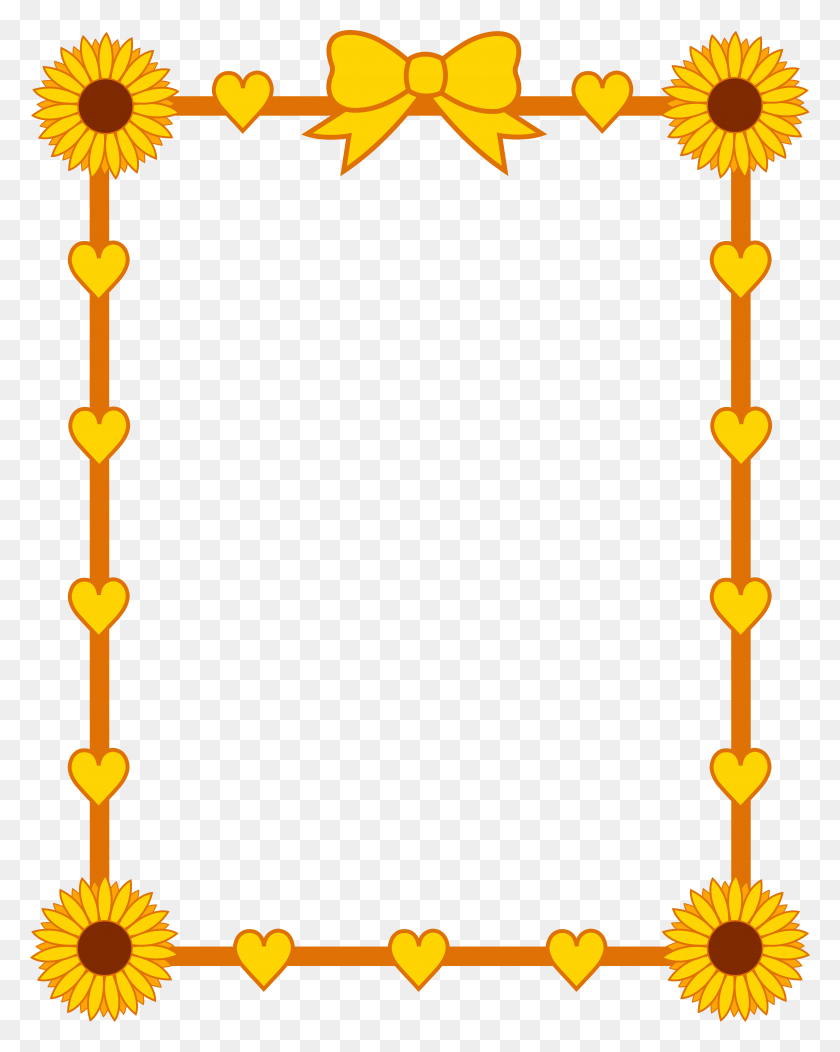 6671x8492 Sunflower Border Clipart - Colorful Flowers Clipart