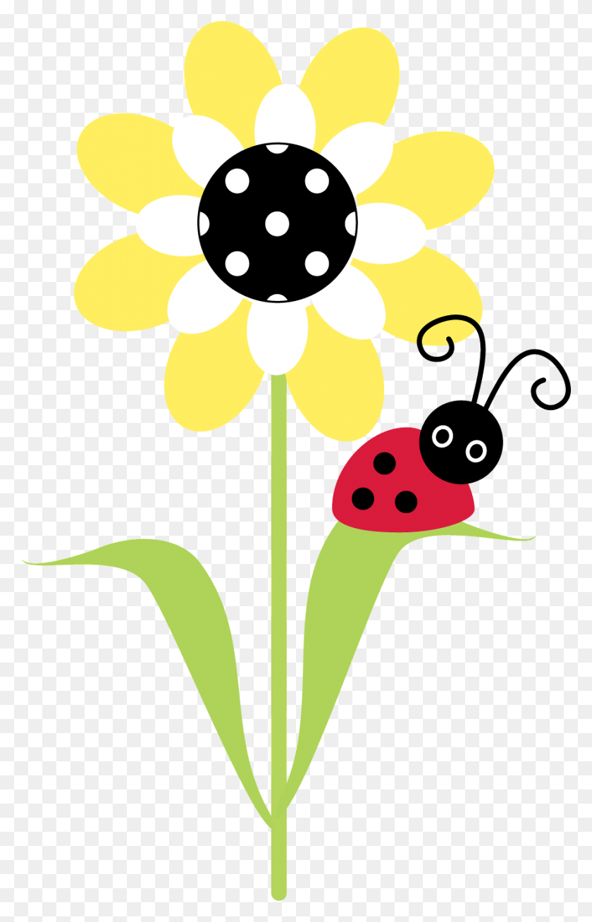 886x1418 Sunflower Clipart Ladybug - Sunflower Clipart Transparent