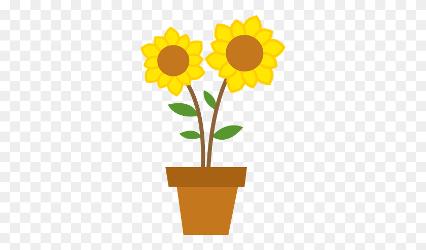 286x434 Sunflower Clipart Potted - Sunflower Clipart