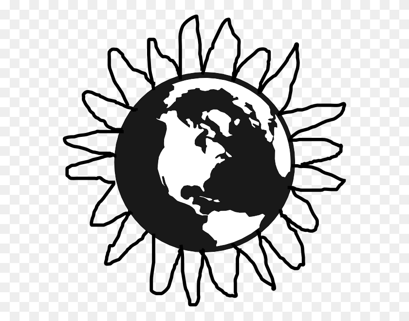 582x599 Sunflower Earth Png, Clip Art For Web - Sunflower Clipart Black And White