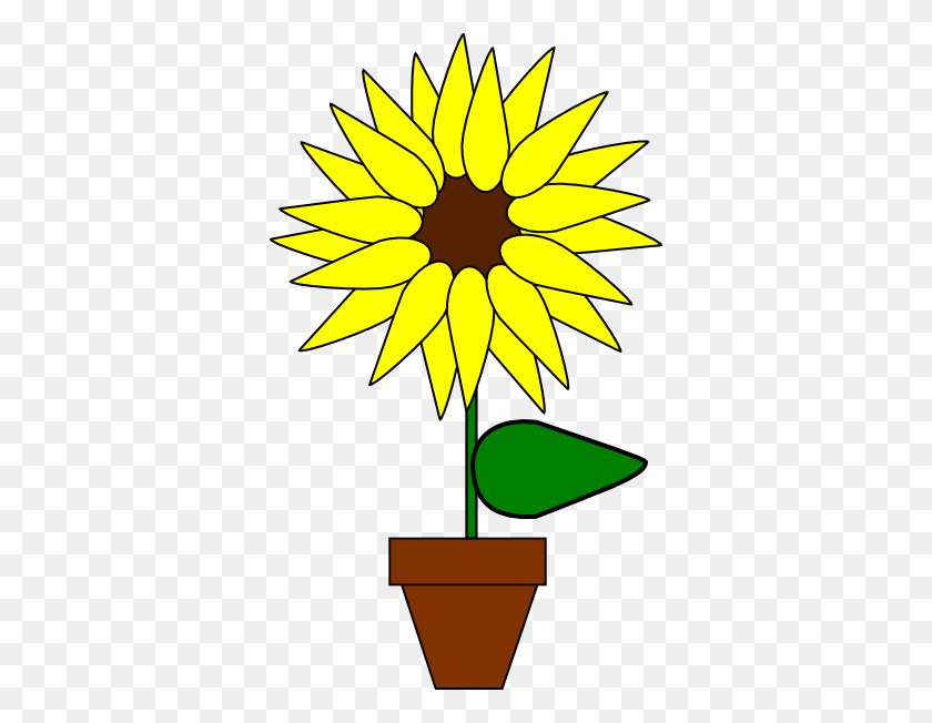 354x592 Sunflower In A Pot Clip Arts Download - Sunflower Clipart PNG