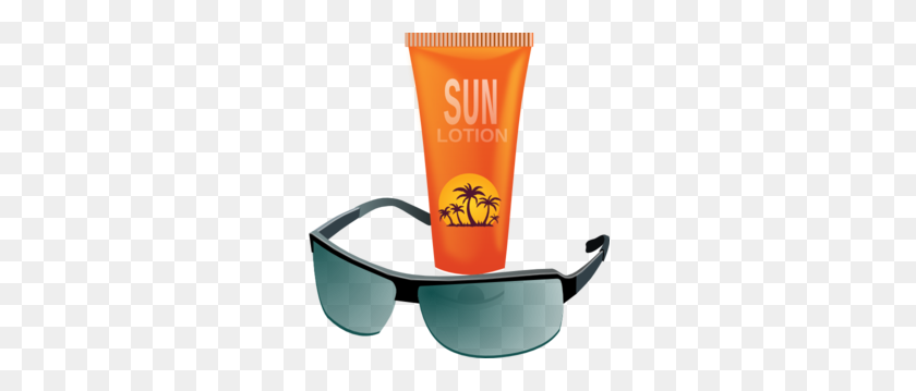 279x299 Sunglasses With Sun Tan Lotion Clip Art - Suntan Lotion Clipart