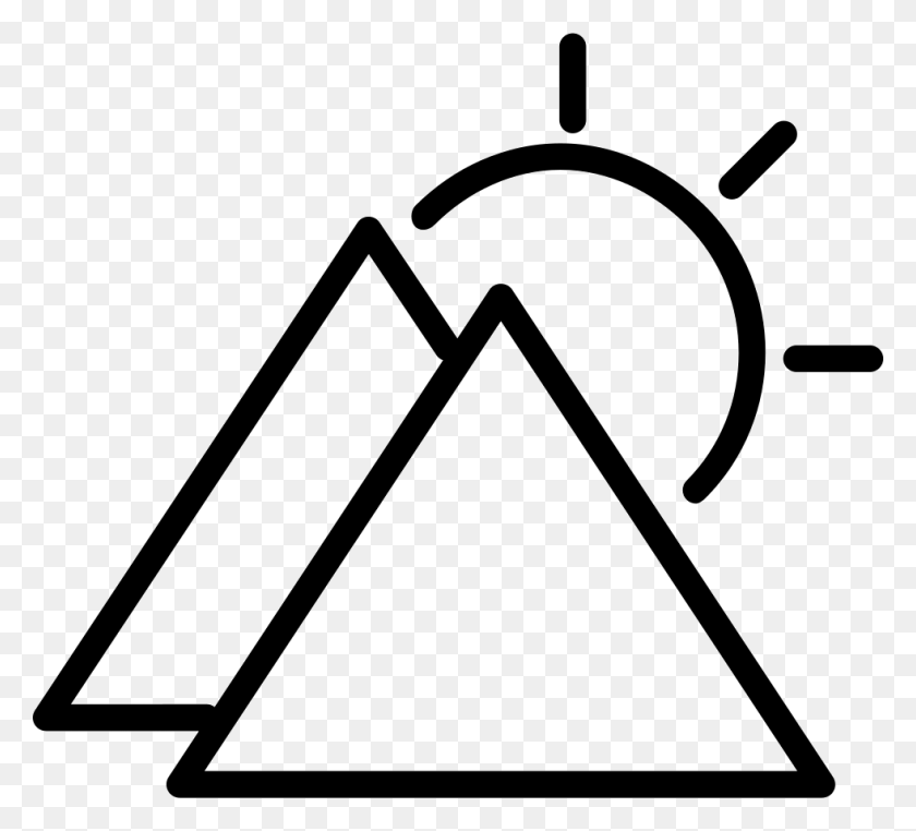 980x882 Esquema De Símbolo De Día Soleado Con Montañas Triangulares Icono Png - Esquema De Montaña Png