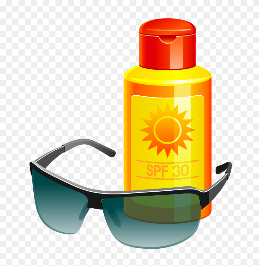 2473x2543 Sunscreen Lotion And Sunglass Png Vector Gallery - Sunscreen PNG